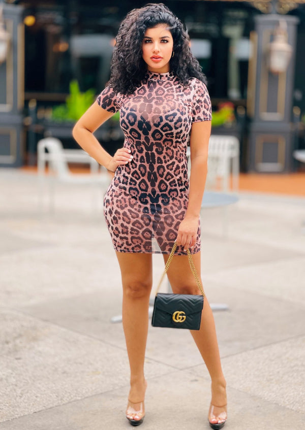 Animal Print Mini Dresses | Lynx Leopard Print Mini Dress By: NUMARU