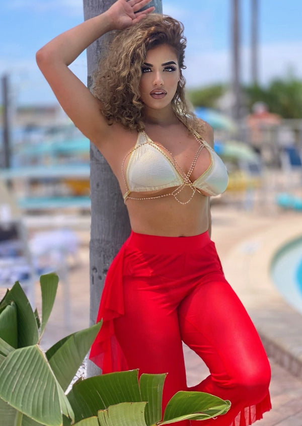 Women's Cover Ups | Mia See Through Cover Up Mesh Pants (Red) By: NUMARU