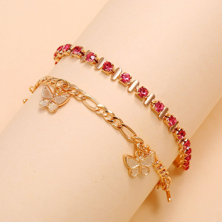 Gold Link Sweet Butterfly Anklets, Crystal Claw Chain Rhinestone Butterfly Anklet, Accessories, body jewelry, anklets, socks, belts, fashion jewelry, body accessories, trendy accessories, trendy fashion, chain accessories