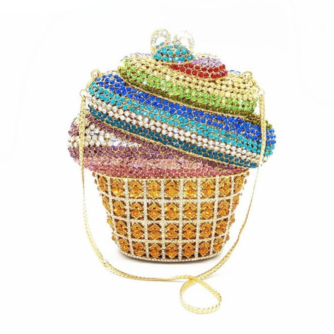 Cupcake Rhinestone Clutch Handbag - NUMARU