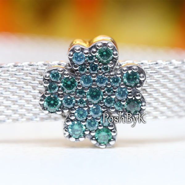 Pavé Four-Leaf Clover Clip Charm 798601C01. jewelry, beads for charm, beads for charm bracelets, charms for diy, beaded jewelry, diy jewelry, charm beads