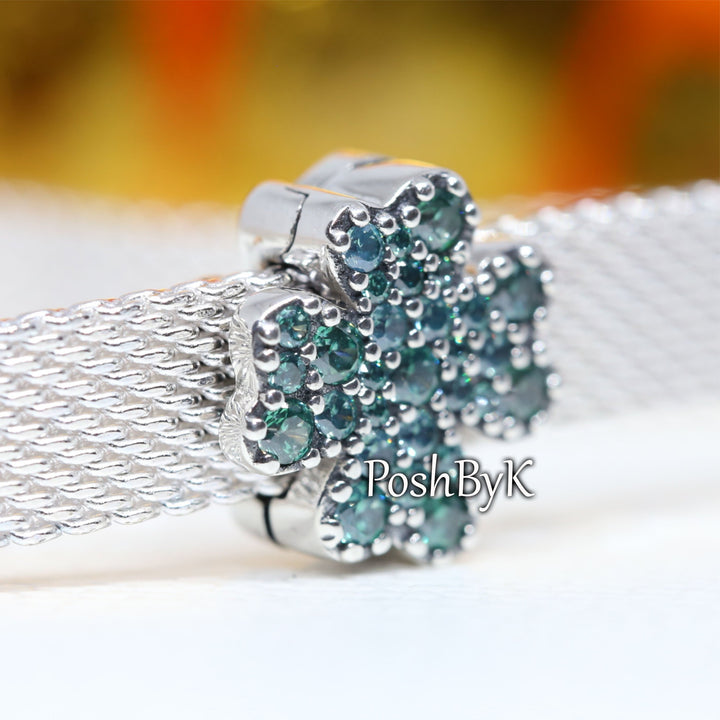 Pavé Four-Leaf Clover Clip Charm 798601C01. jewelry, beads for charm, beads for charm bracelets, charms for diy, beaded jewelry, diy jewelry, charm beads
