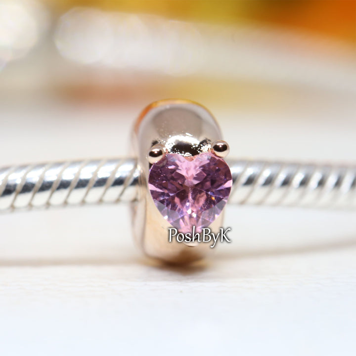 Pink Heart Solitaire Clip Charm 789203C01, jewelry, beads for charm, beads for charm bracelets, charms for diy, beaded jewelry, diy jewelry, charm beads 