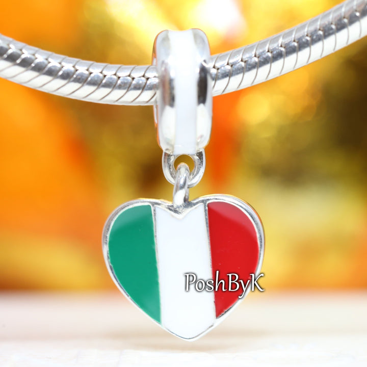 Italy heart flag Charm 791547ENMX.jewelry, beads for charm, beads for charm bracelets, charms for diy, beaded jewelry, diy jewelry, charm beads