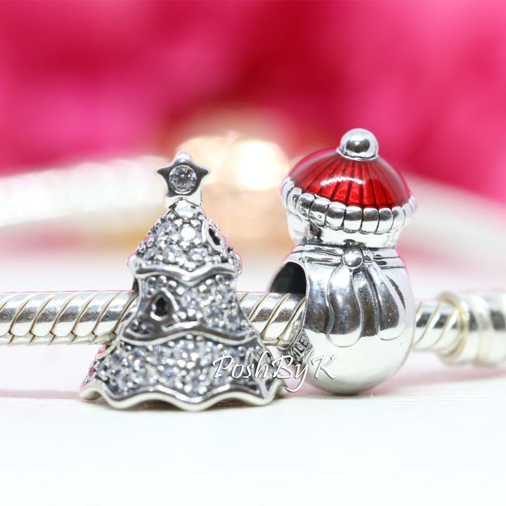Snowman and Santa Hat And Twinkling Christmas Tree Christmas Gift Set Charm - jewelry, beads for charm, beads for charm bracelets, charms for diy, beaded jewelry, diy jewelry, charm beads