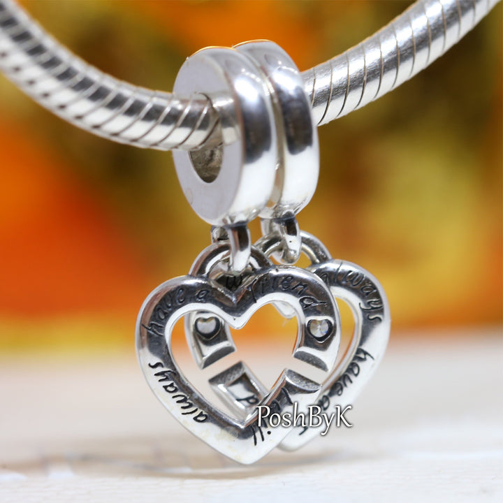 Linked Sister Hearts Split Dangle Charm 799538C01. jewelry, beads for charm, beads for charm bracelets, charms for diy, beaded jewelry, diy jewelry, charm beads