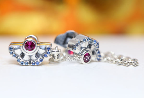 Blue & Pink Fan Safety Chain Clip Charm 798163SRUMX, jewelry, beads for charm, beads for charm bracelets, charms for diy, beaded jewelry, diy jewelry, charm beads