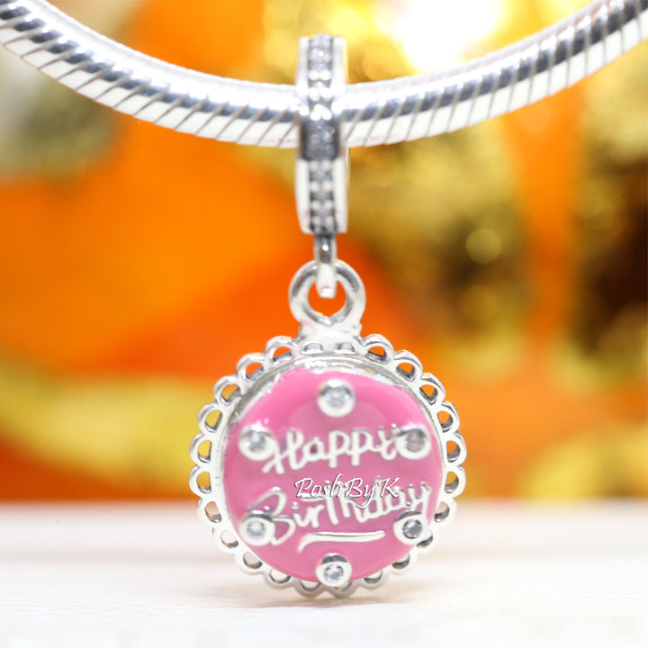 Pink Birthday Cake Charm 798888C01 - jewelry, beads for charm, beads for charm bracelets, charms for diy, beaded jewelry, diy jewelry, charm beads