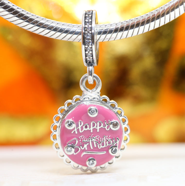 Pink Birthday Cake Charm 798888C01 - jewelry, beads for charm, beads for charm bracelets, charms for diy, beaded jewelry, diy jewelry, charm beads