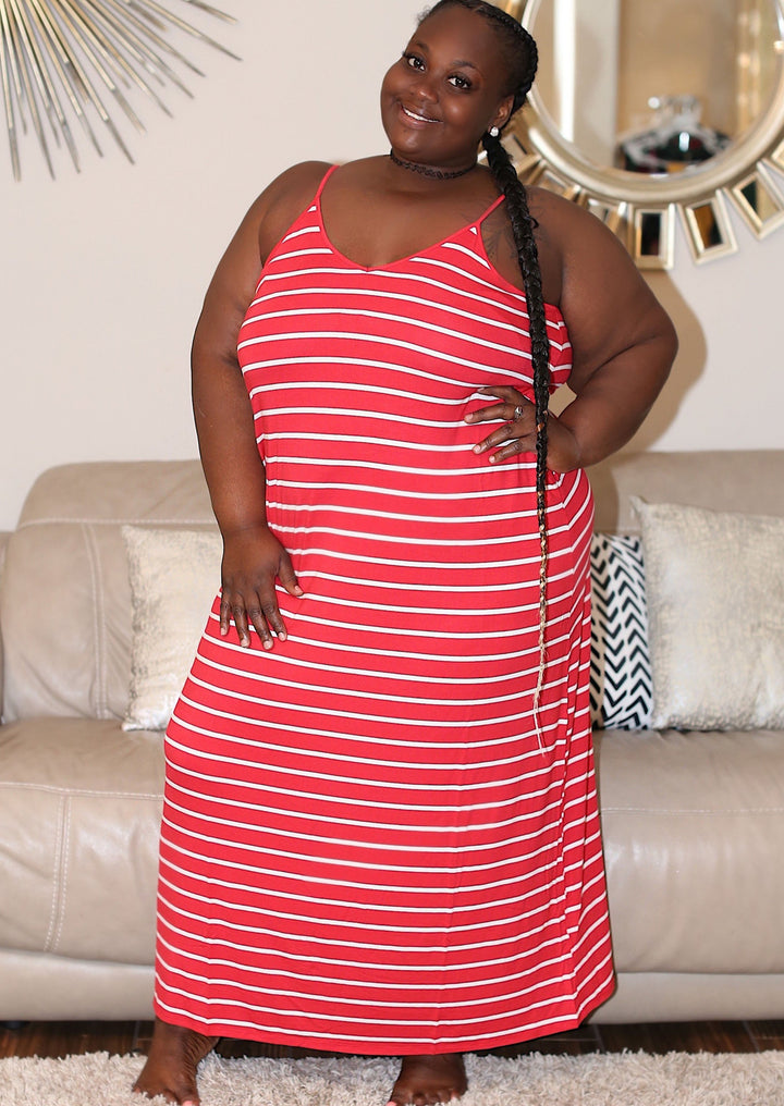 Long Maxi Dresses | Yvonne Striped Long Maxi Dress with Pockets By: NUMARU