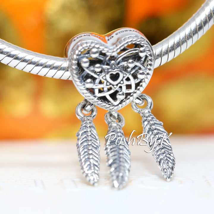 Openwork Heart & Three Feathers Dreamcatcher Charm 799107C00, -jewelry, beads for charm, beads for charm bracelets, charms for diy, beaded jewelry, diy jewelry, charm beads 
