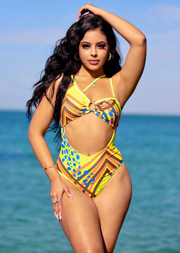 Bohemian Cutout One-Piece Bikini Swimsuit - NUMARU