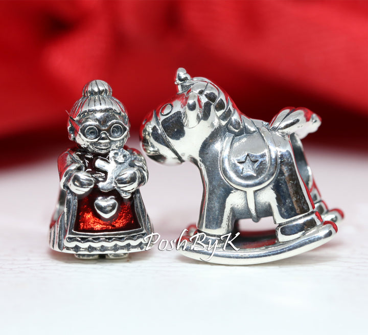 Santa Mrs Santa CLaus And Bruno the Unicorn Rocking Horse Christmas Gift Set Charm, jewelry, beads for charm, beads for charm bracelets, charms for diy, beaded jewelry, diy jewelry, charm beads