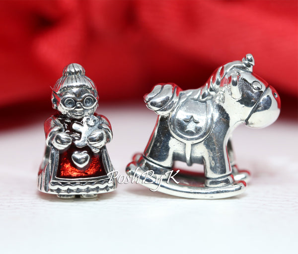 Santa Mrs Santa CLaus And Bruno the Unicorn Rocking Horse Christmas Gift Set Charm, jewelry, beads for charm, beads for charm bracelets, charms for diy, beaded jewelry, diy jewelry, charm beads