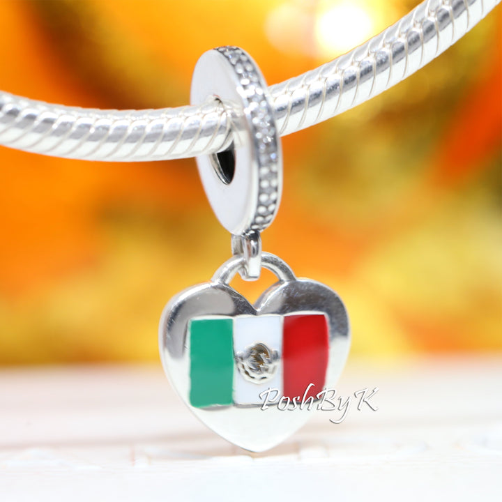 Love Mexico Flag Heart Charm, jewelry, beads for charm, beads for charm bracelets, charms for diy, beaded jewelry, diy jewelry, charm beads 