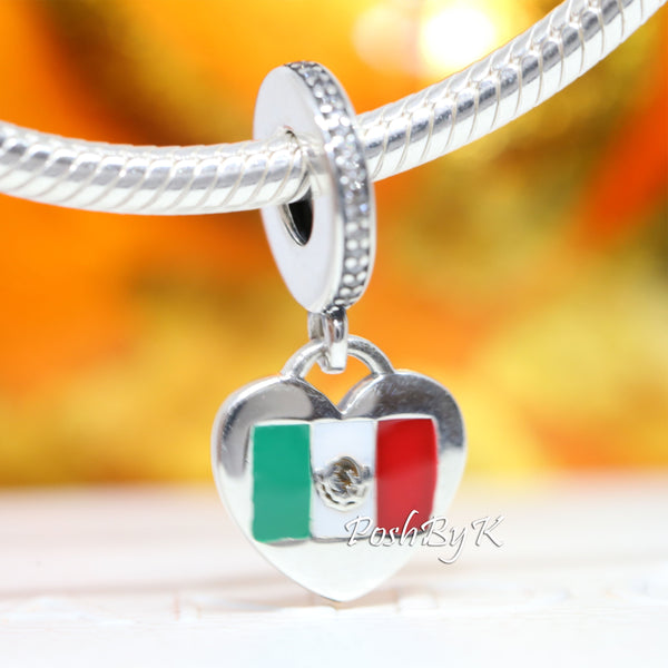 Love Mexico Flag Heart Charm, jewelry, beads for charm, beads for charm bracelets, charms for diy, beaded jewelry, diy jewelry, charm beads 