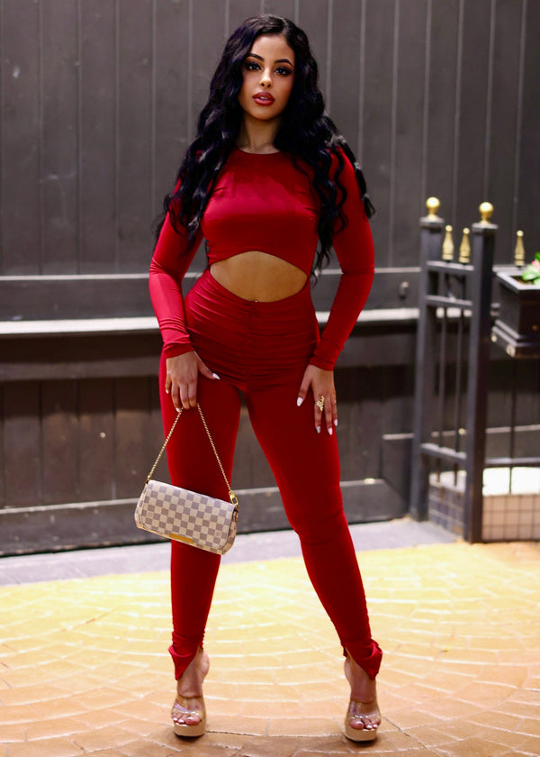 All Over Me Jumpsuit - Red - NUMARU