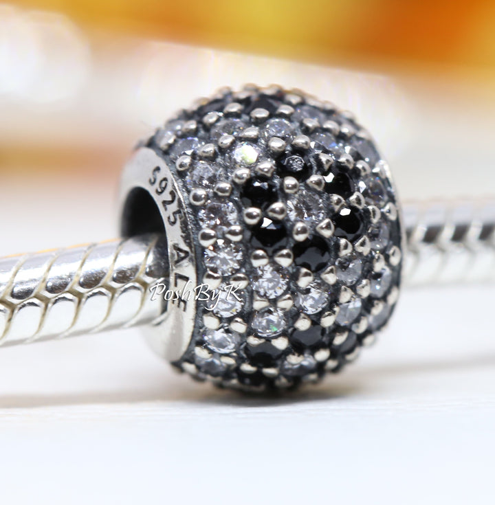 Black Shimmering Blossom Charm 791170NCK - jewelry, beads for charm, beads for charm bracelets, charms for diy, beaded jewelry, diy jewelry, charm beads