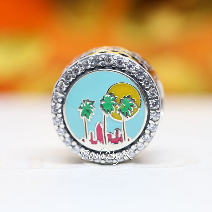 Miami Florida Palm Trees Charm - jewelry, beads for charm, beads for charm bracelets, charms for diy, beaded jewelry, diy jewelry, charm beads