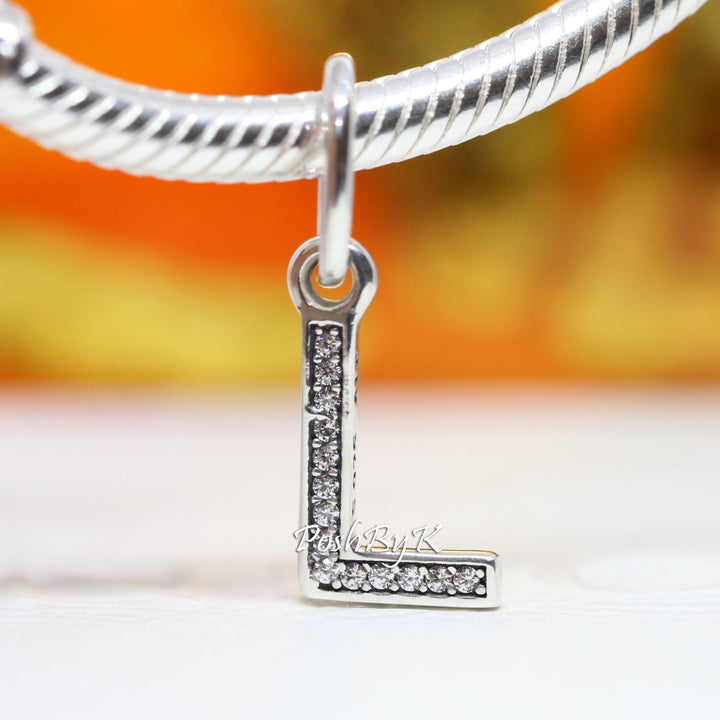 Hanging Letter L Dangle Charm 791324CZ - jewelry, beads for charm, beads for charm bracelets, charms for diy, beaded jewelry, diy jewelry, charm beads