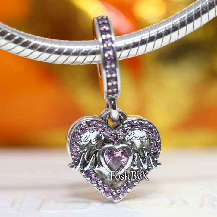 Heart & Mom Dangle Charm 799402C01, jewelry, beads for charm, beads for charm bracelets, charms for diy, beaded jewelry, diy jewelry, charm beads
