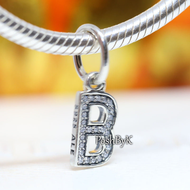 Initial Letter B Charm 791314CZ,jewelry, beads for charm, beads for charm bracelets, charms for diy, beaded jewelry, diy jewelry, charm beads