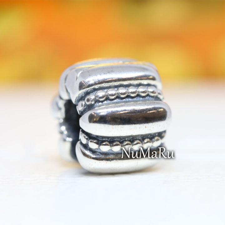 Dots & Ridges Barrel Clip Charm 790446 - NUMARU, jewelry, beads for charm, beads for charm bracelets, charms for bracelet, beaded jewelry, charm jewelry, charm beads