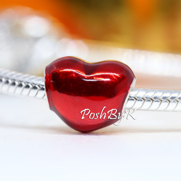 Metallic Red Heart Charm 799291C02,jewelry, beads for charm, beads for charm bracelets, charms for diy, beaded jewelry, diy jewelry, charm beads