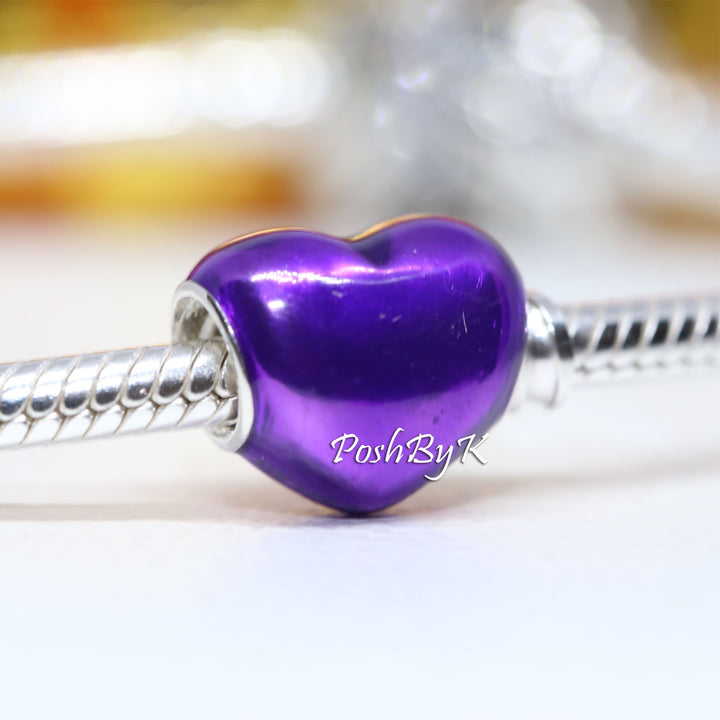 Metallic Purple Heart Charm 799291C01 ,jewelry, beads for charm, beads for charm bracelets, charms for diy, beaded jewelry, diy jewelry, charm beads 
