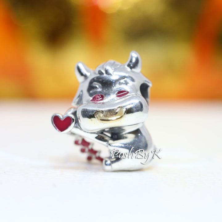 Cute Ox With 14k Gold Charm 799268C01, jewelry, beads for charm, beads for charm bracelets, charms for diy, beaded jewelry, diy jewelry, charm beads
