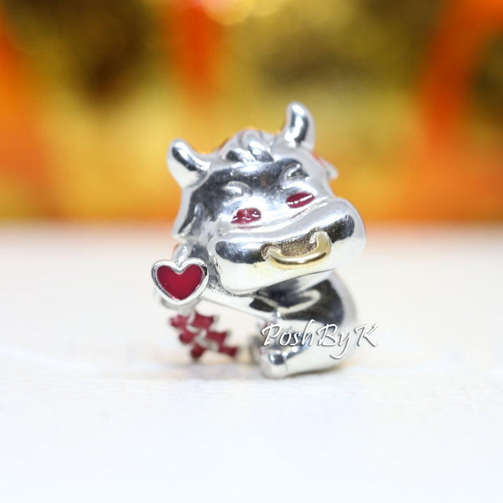 Cute Ox With 14k Gold Charm 799268C01, jewelry, beads for charm, beads for charm bracelets, charms for diy, beaded jewelry, diy jewelry, charm beads