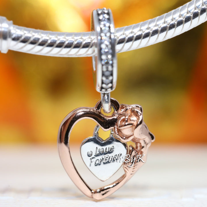 Heart & Rose Flower Dangle Charm 789290C01jewelry, beads for charm, beads for charm bracelets, charms for diy, beaded jewelry, diy jewelry, charm beads