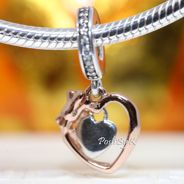 Heart & Rose Flower Dangle Charm 789290C01jewelry, beads for charm, beads for charm bracelets, charms for diy, beaded jewelry, diy jewelry, charm beads