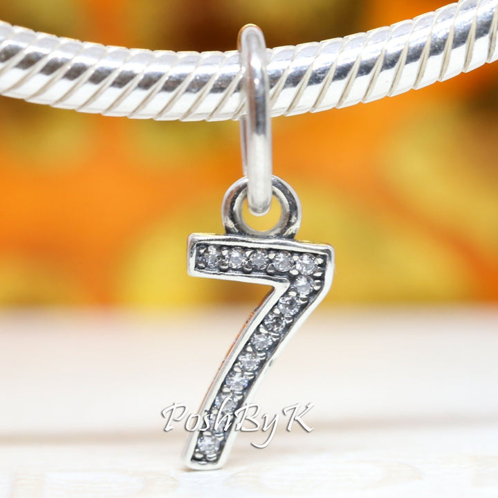 Hanging Number 7 Charm 791345CZ - jewelry, beads for charm, beads for charm bracelets, charms for diy, beaded jewelry, diy jewelry, charm beads