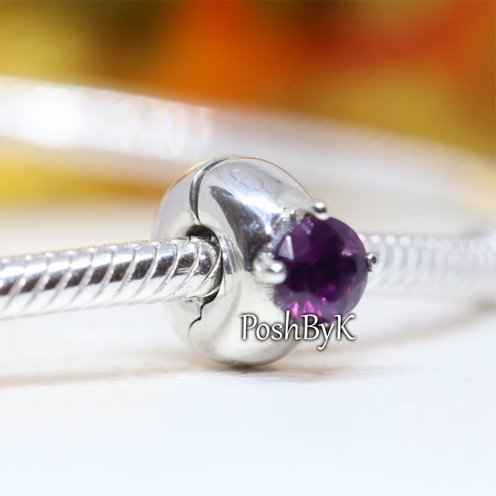 Purple Round Solitaire Clip Charm 799204C02, jewelry, beads for charm, beads for charm bracelets, charms for diy, beaded jewelry, diy jewelry, charm beads 