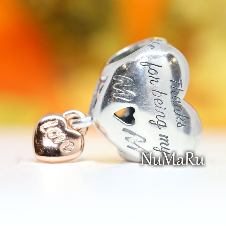 Love You Mom Heart Charm 788830C00, jewelry, beads for charm, beads for charm bracelets, charms for bracelet, beaded jewelry, charm jewelry, charm beads,