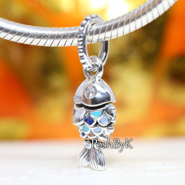 Blue Scaled Fish Charm 799428C01, jewelry, beads for charm, beads for charm bracelets, charms for diy, beaded jewelry, diy jewelry, charm beads