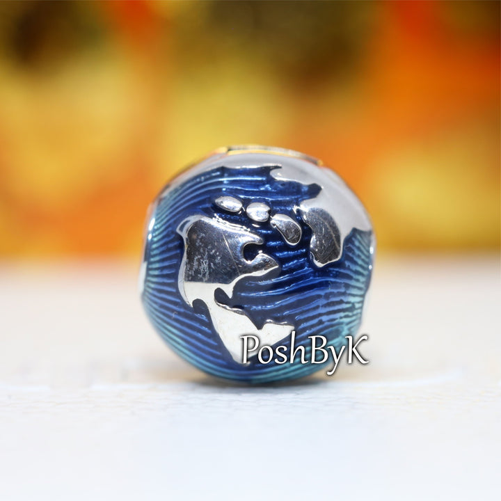 Blue Globe Clip Charm 799429C01,jewelry, beads for charm, beads for charm bracelets, charms for diy, beaded jewelry, diy jewelry, charm beads