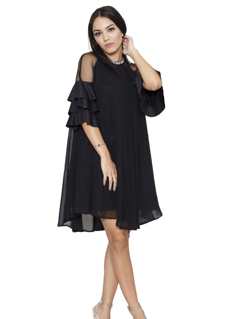 Women’s Midi Dresses | Michelle Dress with Rhinestones (Black) By: NUMARU