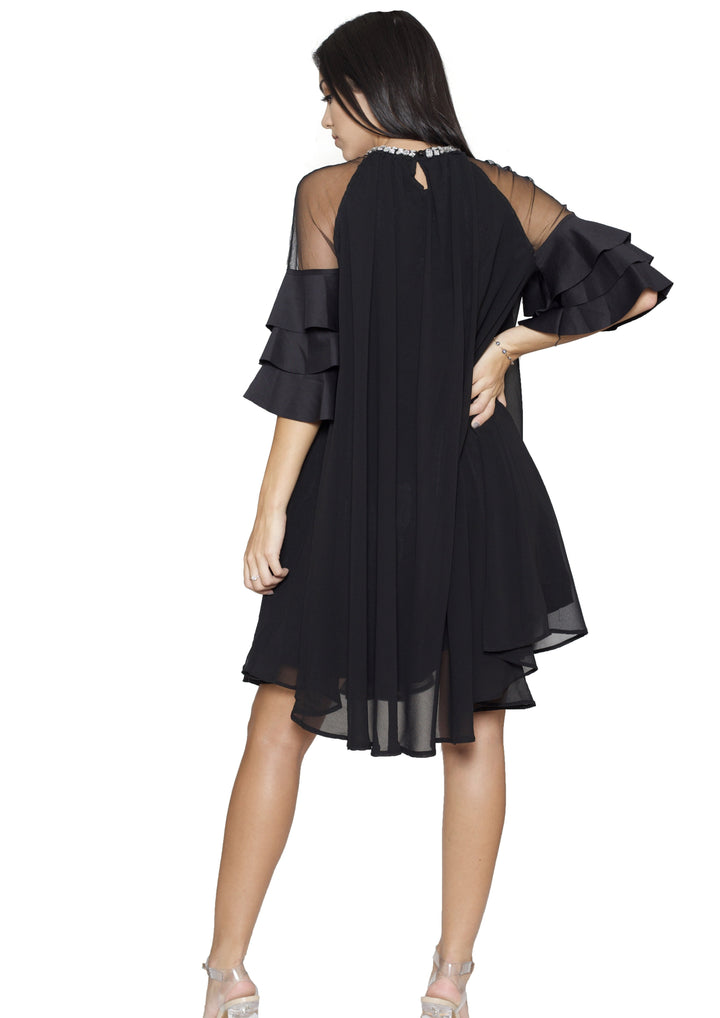 Women’s Midi Dresses | Michelle Dress with Rhinestones (Black) By: NUMARU