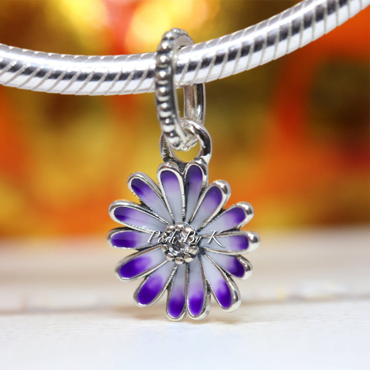 Purple Daisy Dangle Charm 798771C01, jewelry, beads for charm, beads for charm bracelets, charms for diy, beaded jewelry, diy jewelry, charm beads