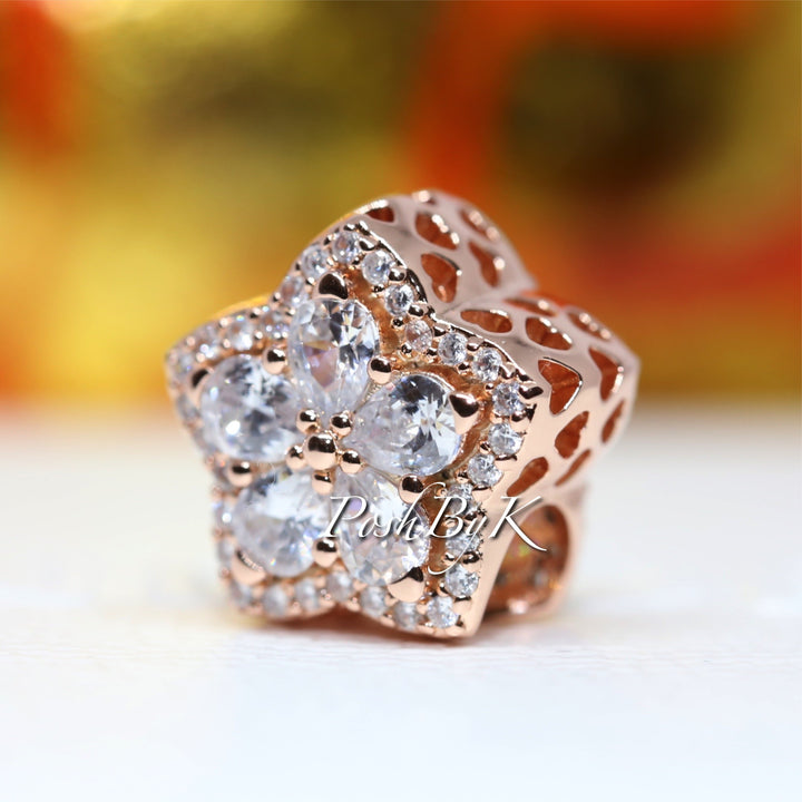 Rose Gold Sparkling Snowflake Pavé Charm 798224C01, jewelry, beads for charm, beads for charm bracelets, charms for diy, beaded jewelry, diy jewelry, charm beads 