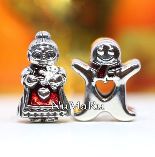 Mrs Santa Claus And Gingerbread Man Christmas Gift Set Charm - NUMARU ,jewelry, beads for charm, beads for charm bracelets, charms for bracelet, beaded jewelry, charm jewelry, charm beads