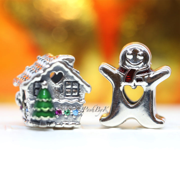 Gingerbread House And Sweet Gingerbread Man Christmas Gift Set Charm - jewelry, beads for charm, beads for charm bracelets, charms for diy, beaded jewelry, diy jewelry, charm beads