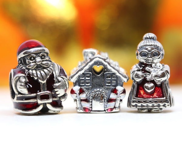 St. Nick, Gingerbread House, And Mrs Santa Claus Christmas Gift Set Charm - jewelry, beads for charm, beads for charm bracelets, charms for diy, beaded jewelry, diy jewelry, charm beads 