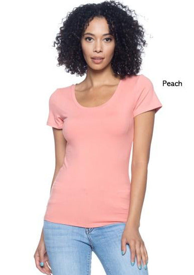 Women’s Knit T-Shirts | Queen Crew Neck Knit T-Shirt Top (Peach) By: NUMARU