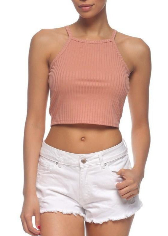 Women’s Crop Tops | Lyla Ribbed Sleeveless Camisole Cropped Tank Top By: NUMARU