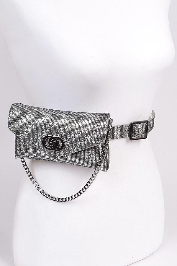 Sequin Chain Embellished Fanny Pack (Silver) - Posh By K