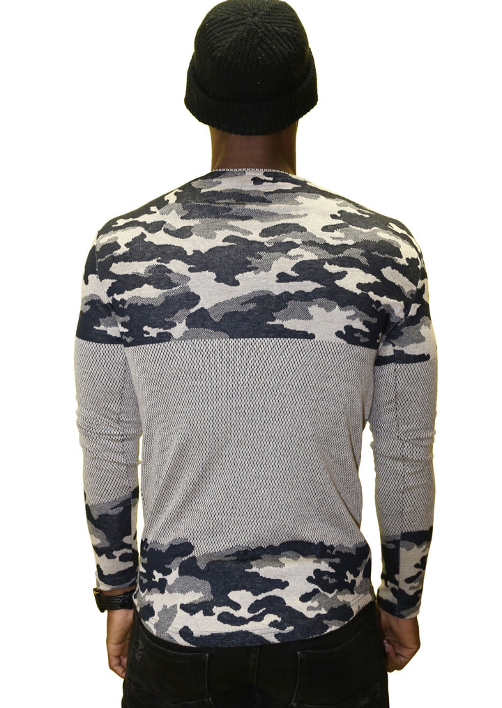 Saw LS European Slim Fit Camouflage Sweater (Grey) - Posh By K