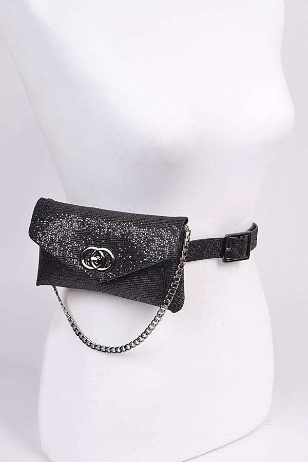 Sequin Chain Embellished Fanny Pack (Black) - Posh By K